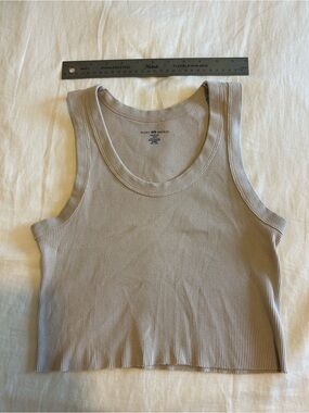 Brandy Melville Ribbed Tank Crop Top in Taupe
